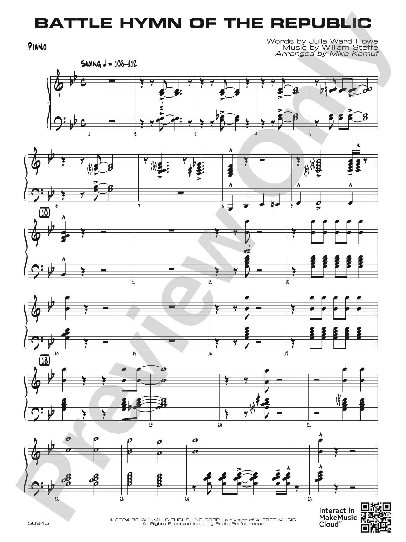 Battle Hymn of the Republic: Piano Accompaniment