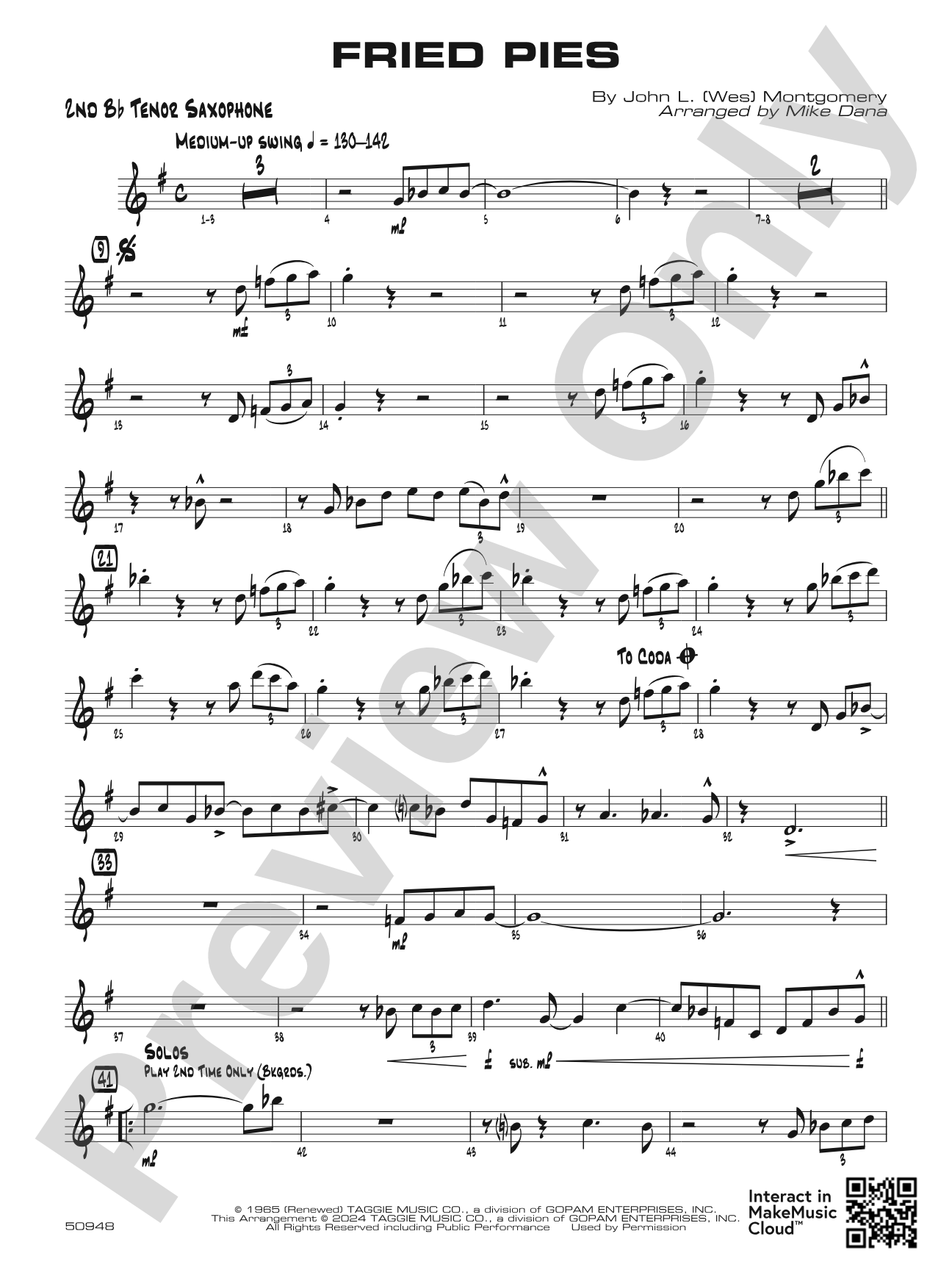 Fried Pies: 2nd B-flat Tenor Saxophone