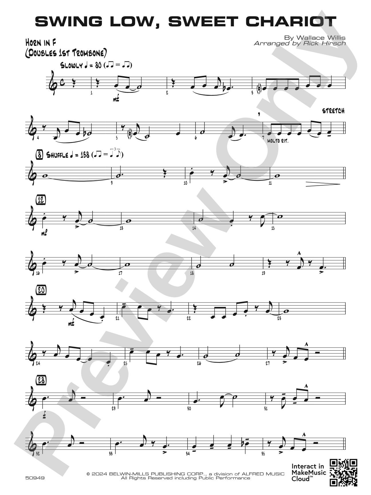 Swing Low, Sweet Chariot: 1st F Horn