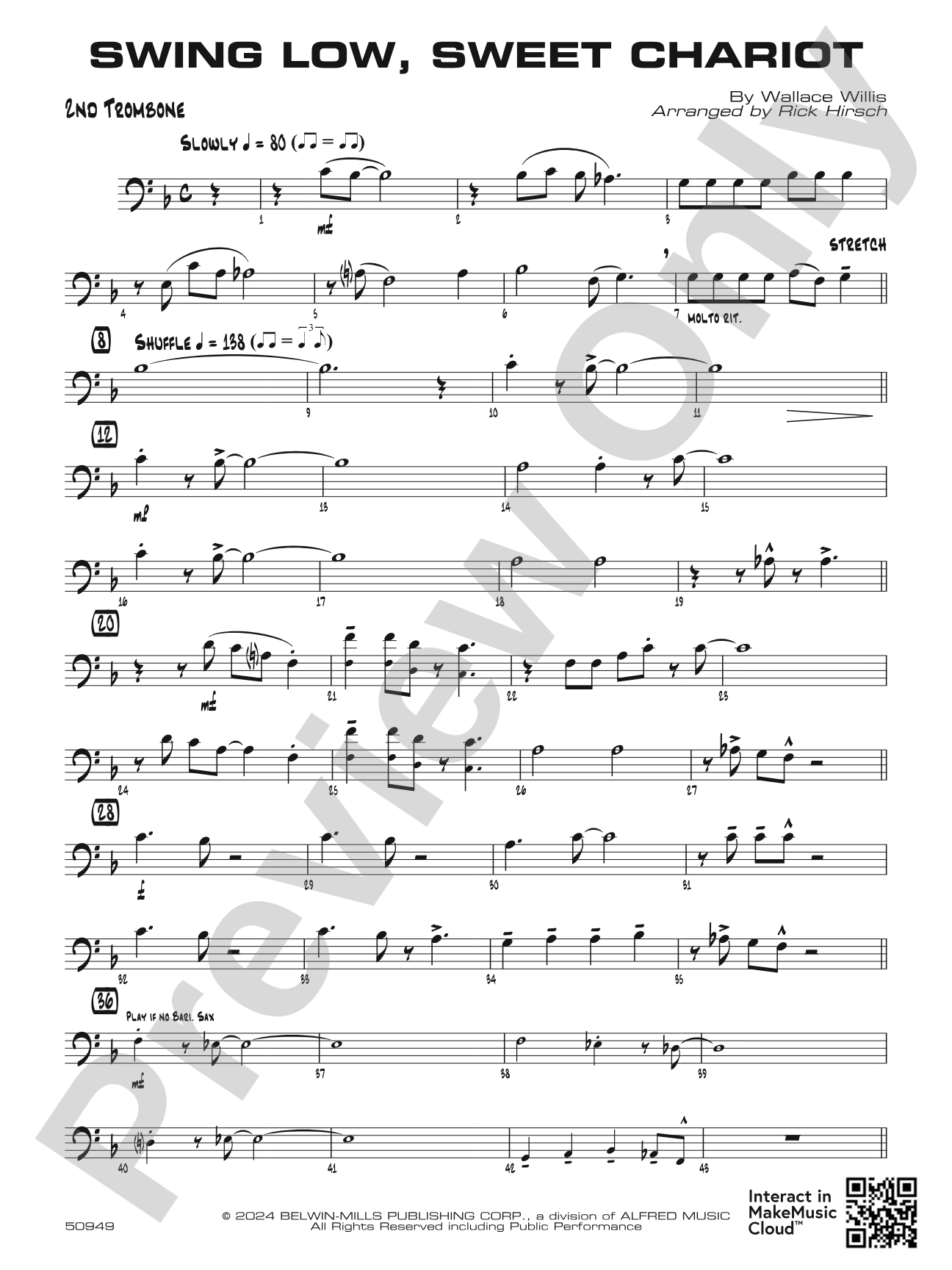 Swing Low, Sweet Chariot: 2nd Trombone