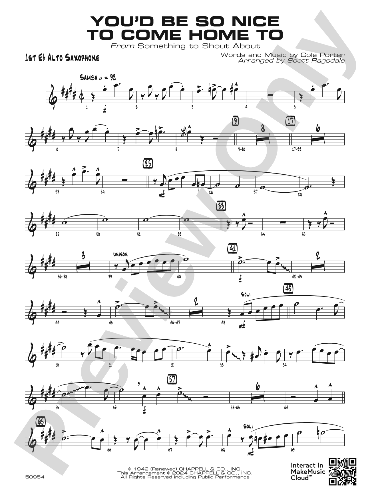 You'd Be So Nice to Come Home To: E-flat Alto Saxophone