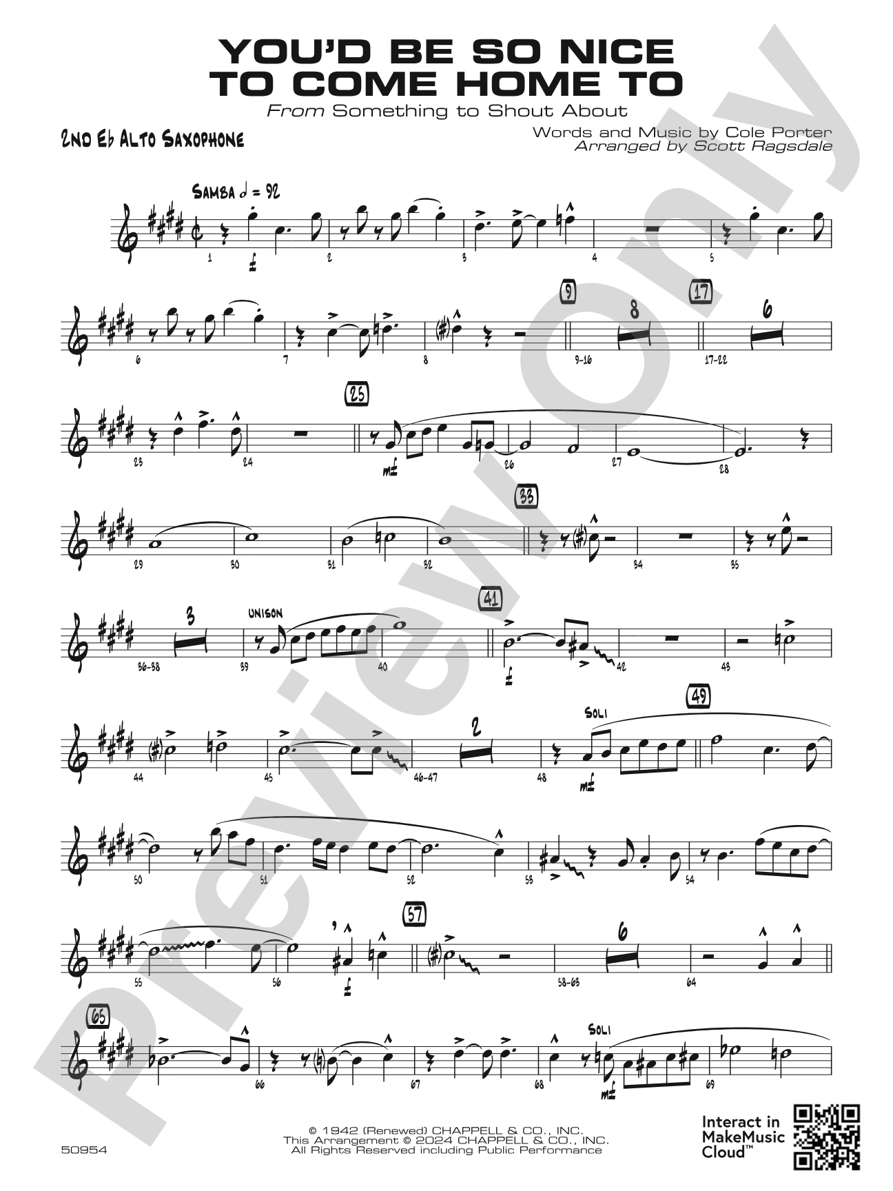 You'd Be So Nice to Come Home To: 2nd E-flat Alto Saxophone