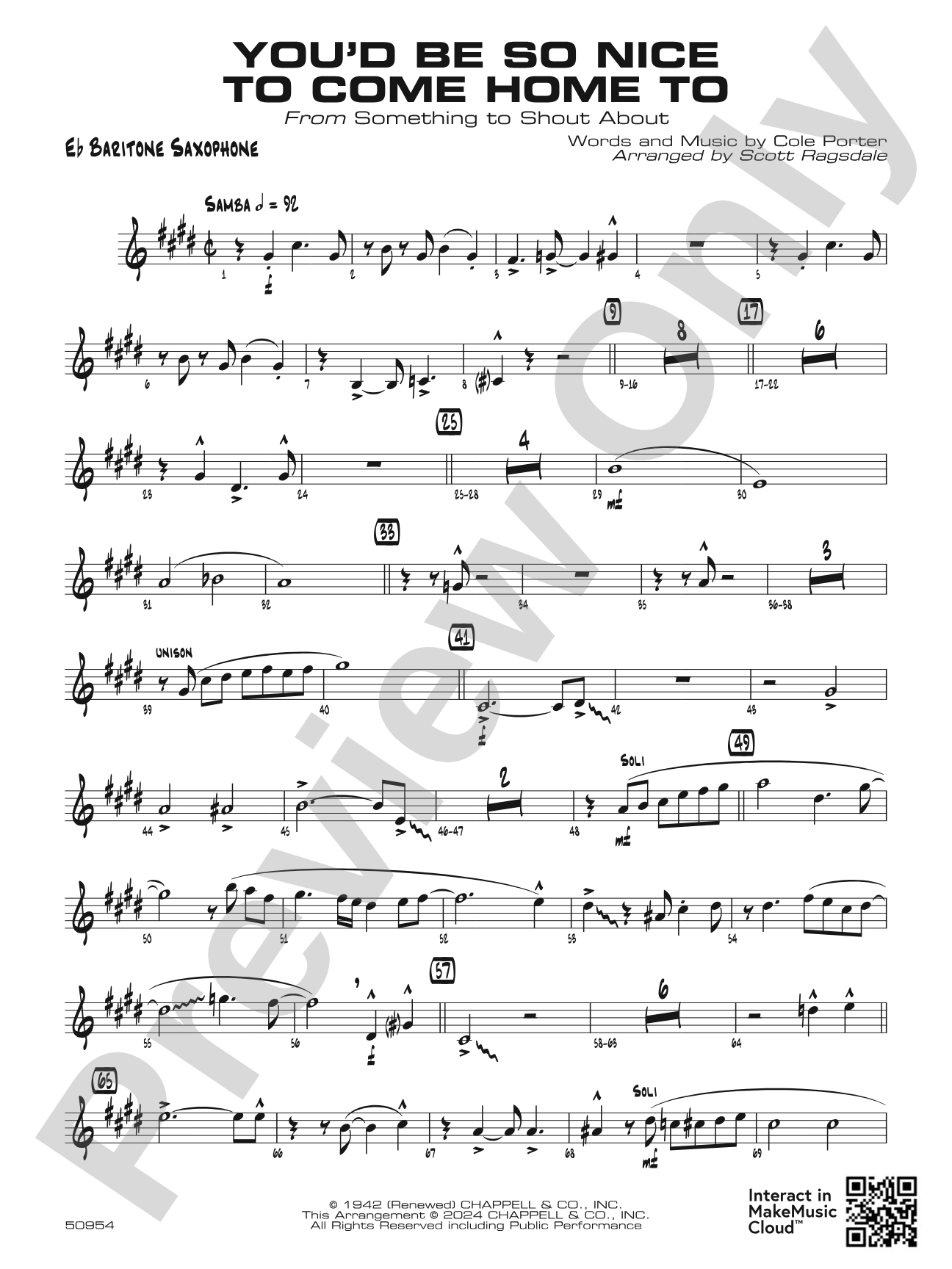 You'd Be So Nice to Come Home To: E-flat Baritone Saxophone