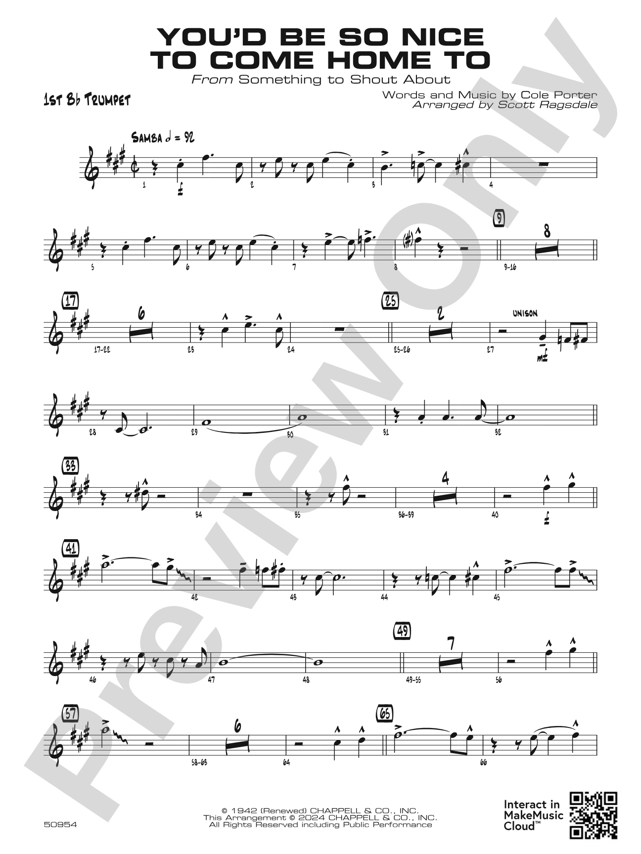 You'd Be So Nice to Come Home To: 1st B-flat Trumpet