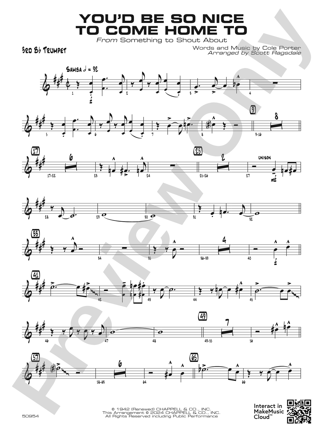 You'd Be So Nice to Come Home To: 3rd B-flat Trumpet