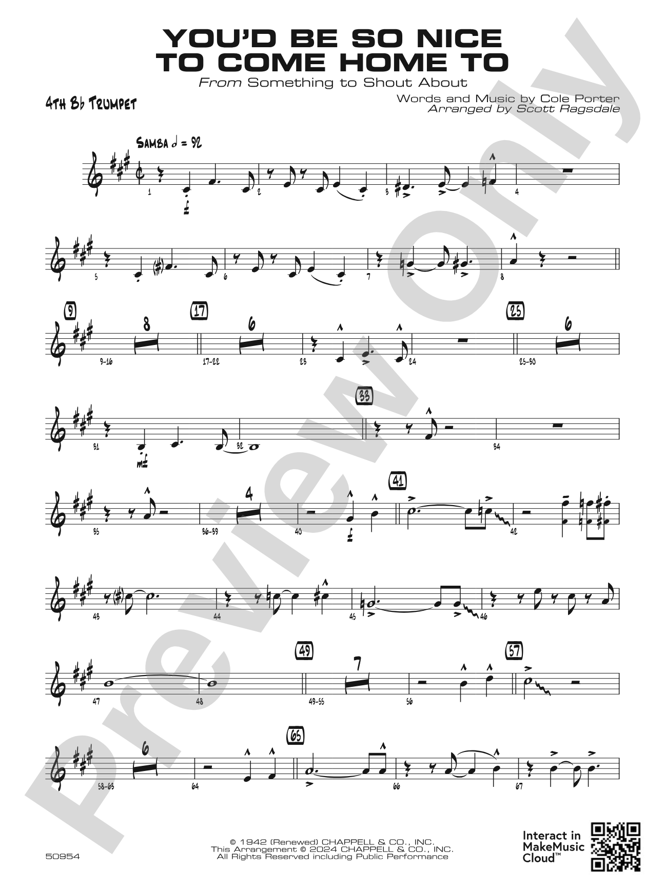 You'd Be So Nice to Come Home To: 4th B-flat Trumpet