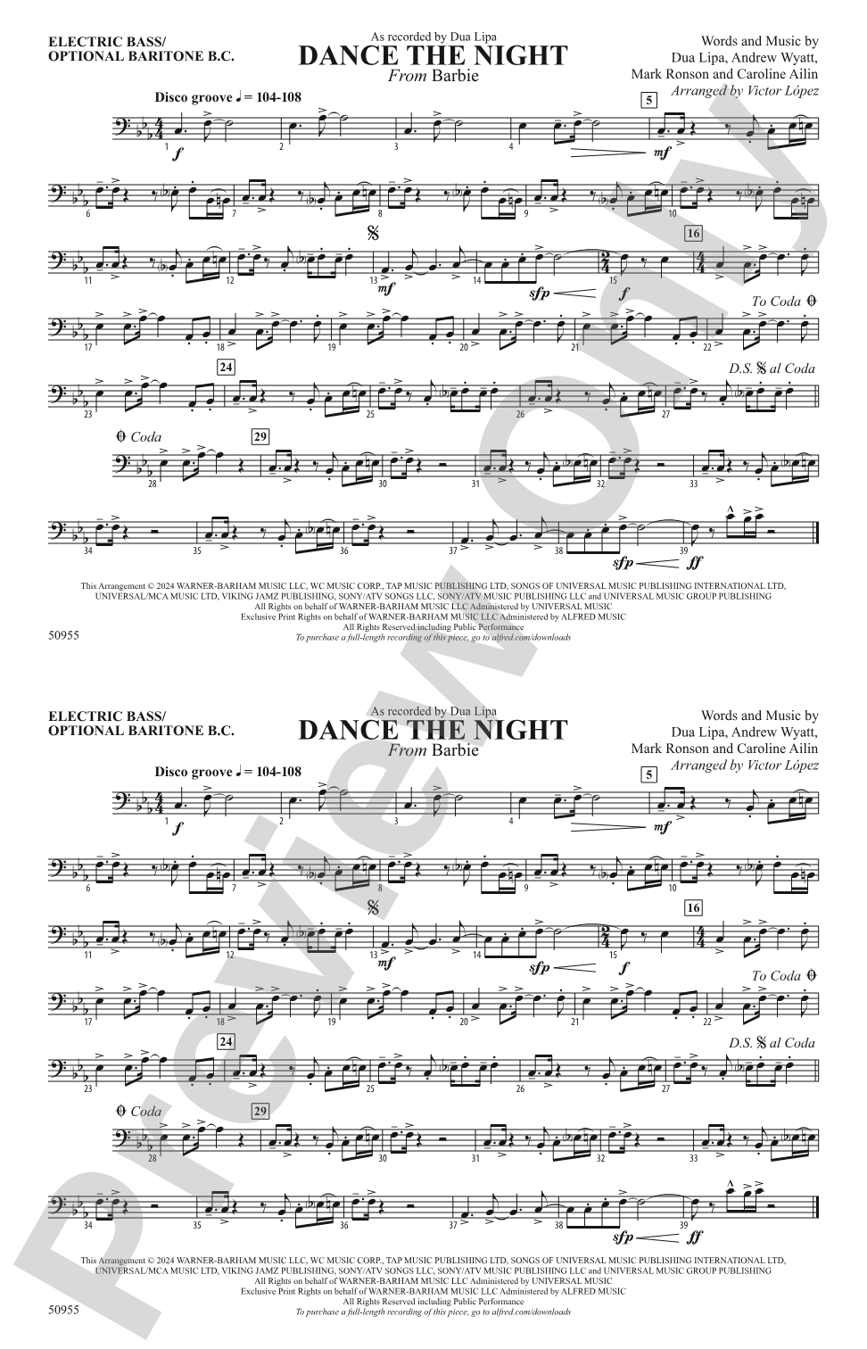 Dance the Night: Electric Bass