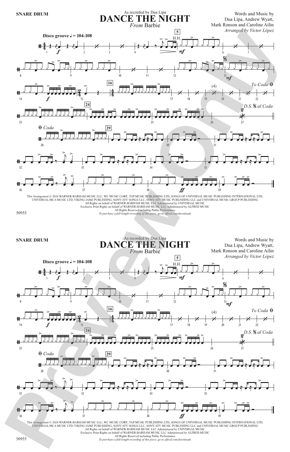 Dance the Night: Snare Drum
