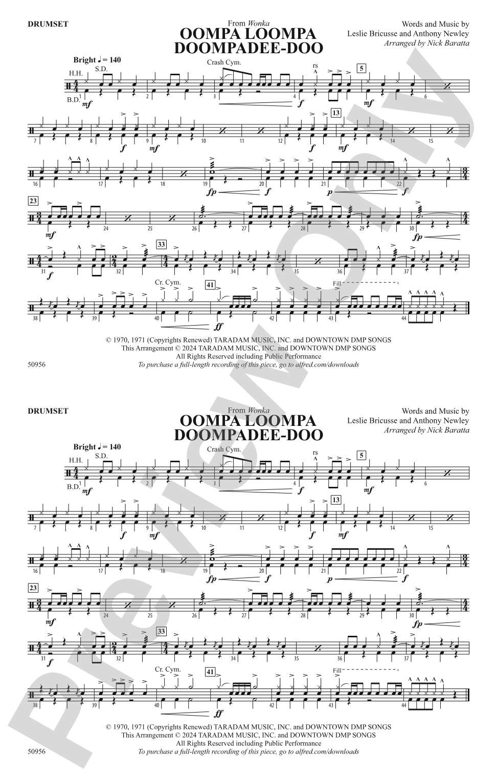 Oompa Loompa Doompadee-Doo: Drums