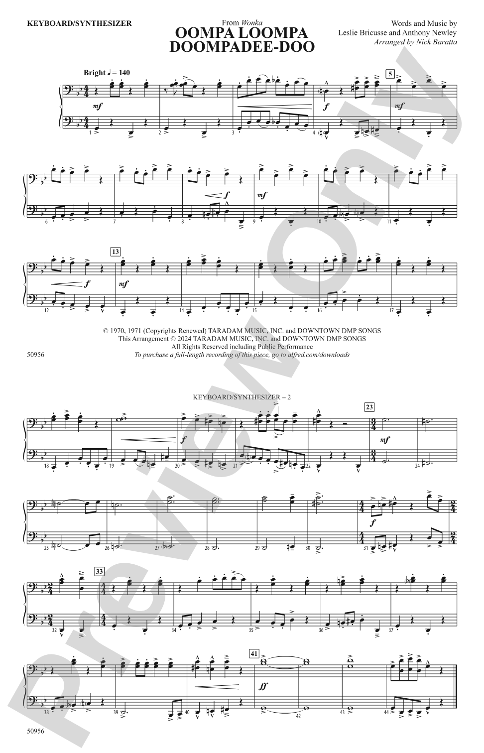 Oompa Loompa Doompadee-Doo: Piano Accompaniment