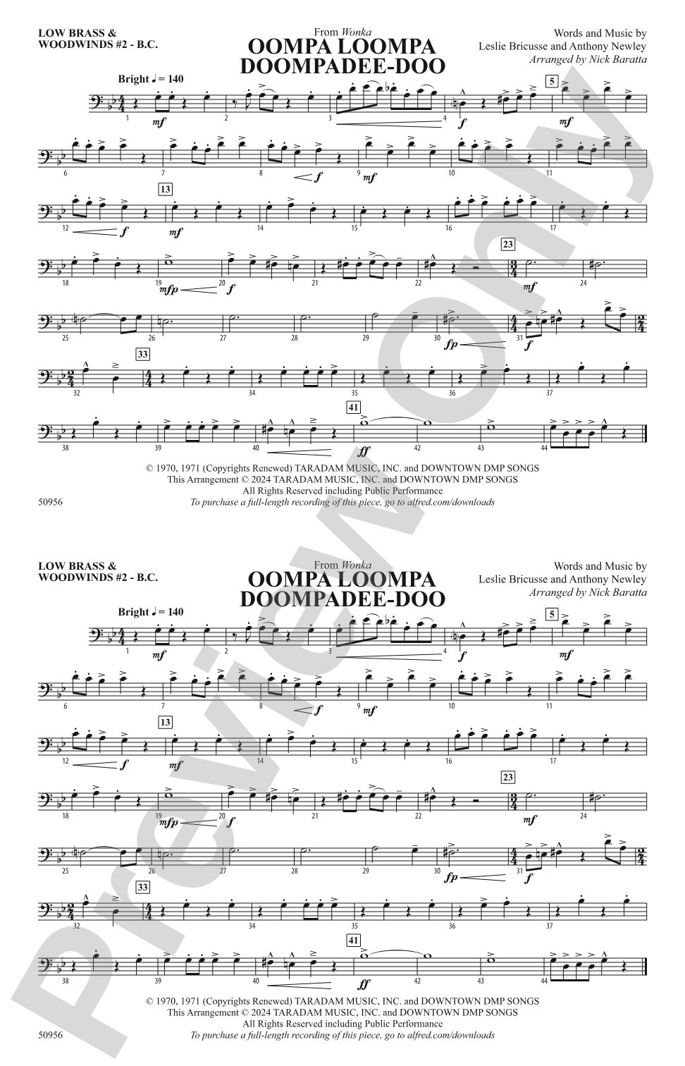 Oompa Loompa Doompadee-Doo: Low Brass & Woodwinds #2 - Bass Clef