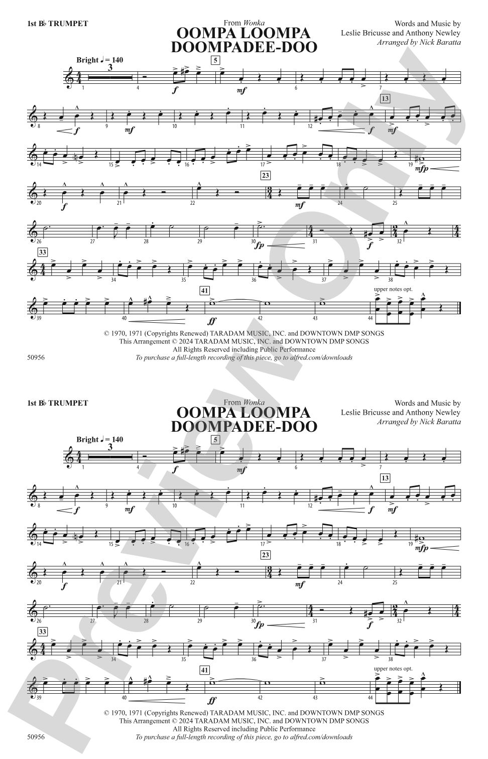 Oompa Loompa Doompadee-Doo: 1st B-flat Trumpet