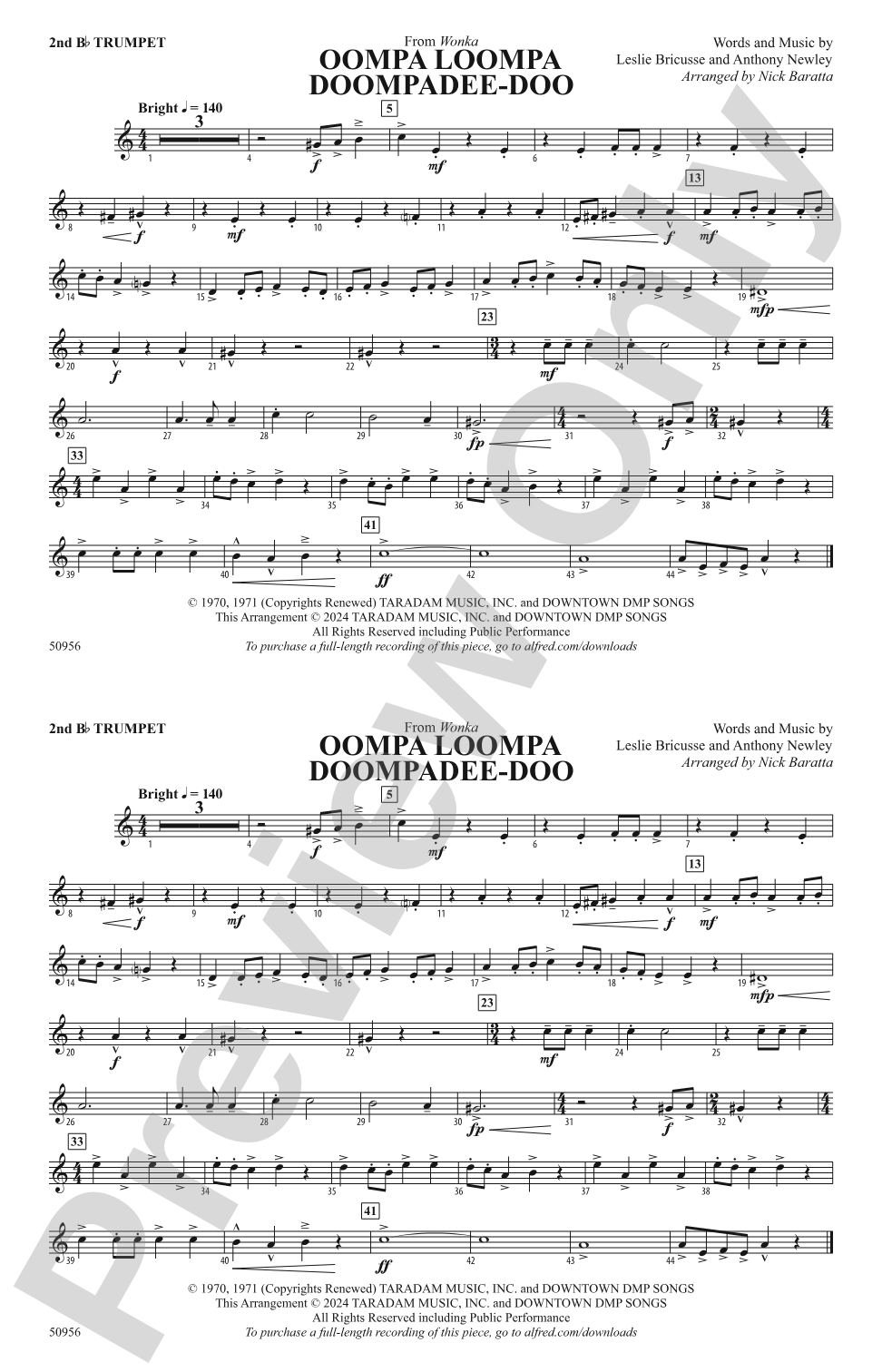 Oompa Loompa Doompadee-Doo: 2nd B-flat Trumpet