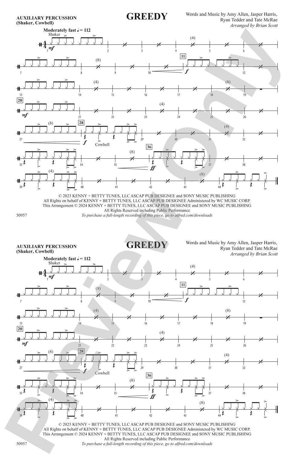 Greedy: Auxiliary Percussion