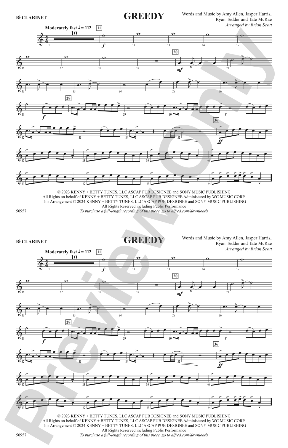 Greedy: 1st B-flat Clarinet