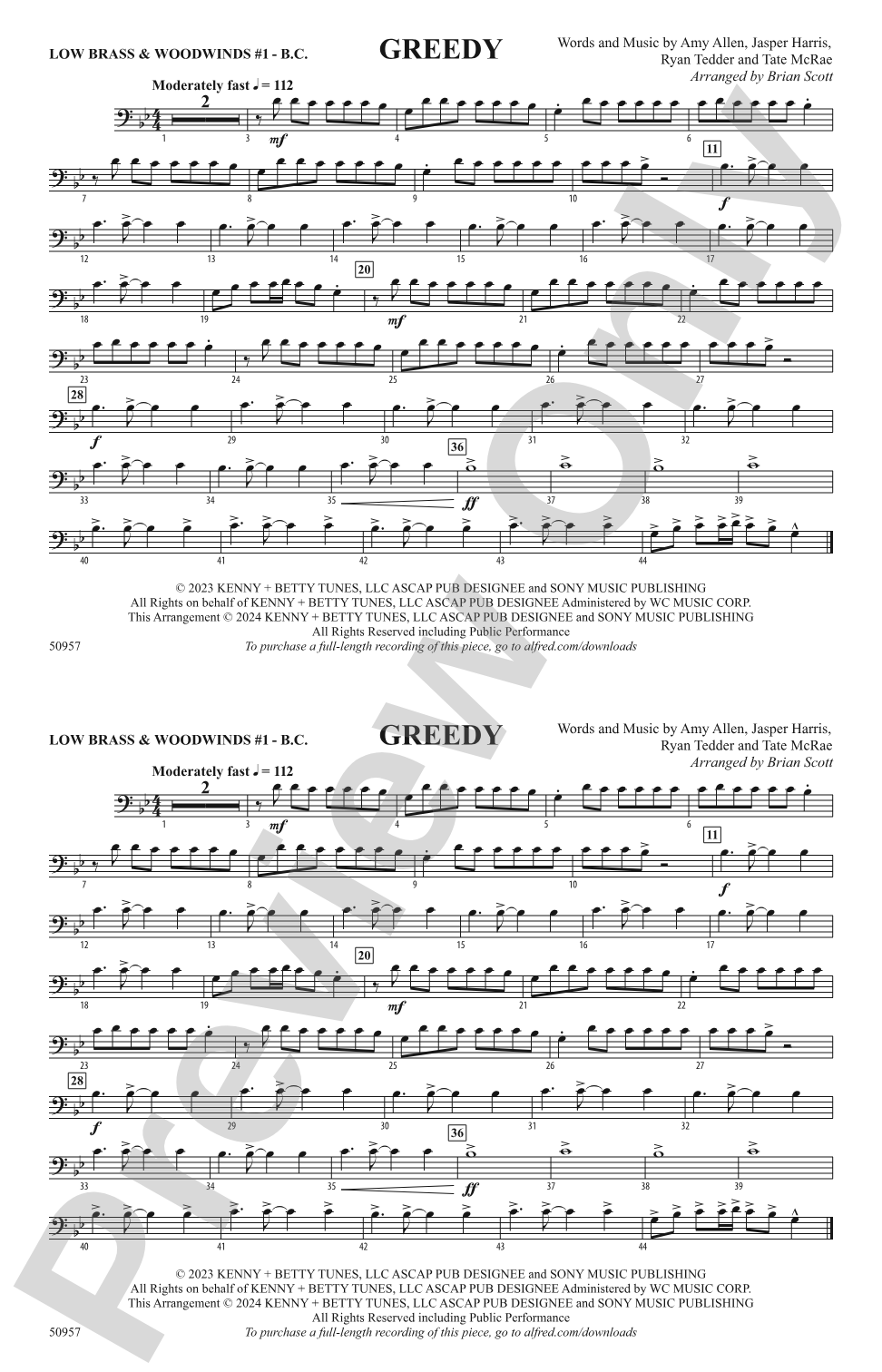 Greedy: Low Brass & Woodwinds #1 - Bass Clef