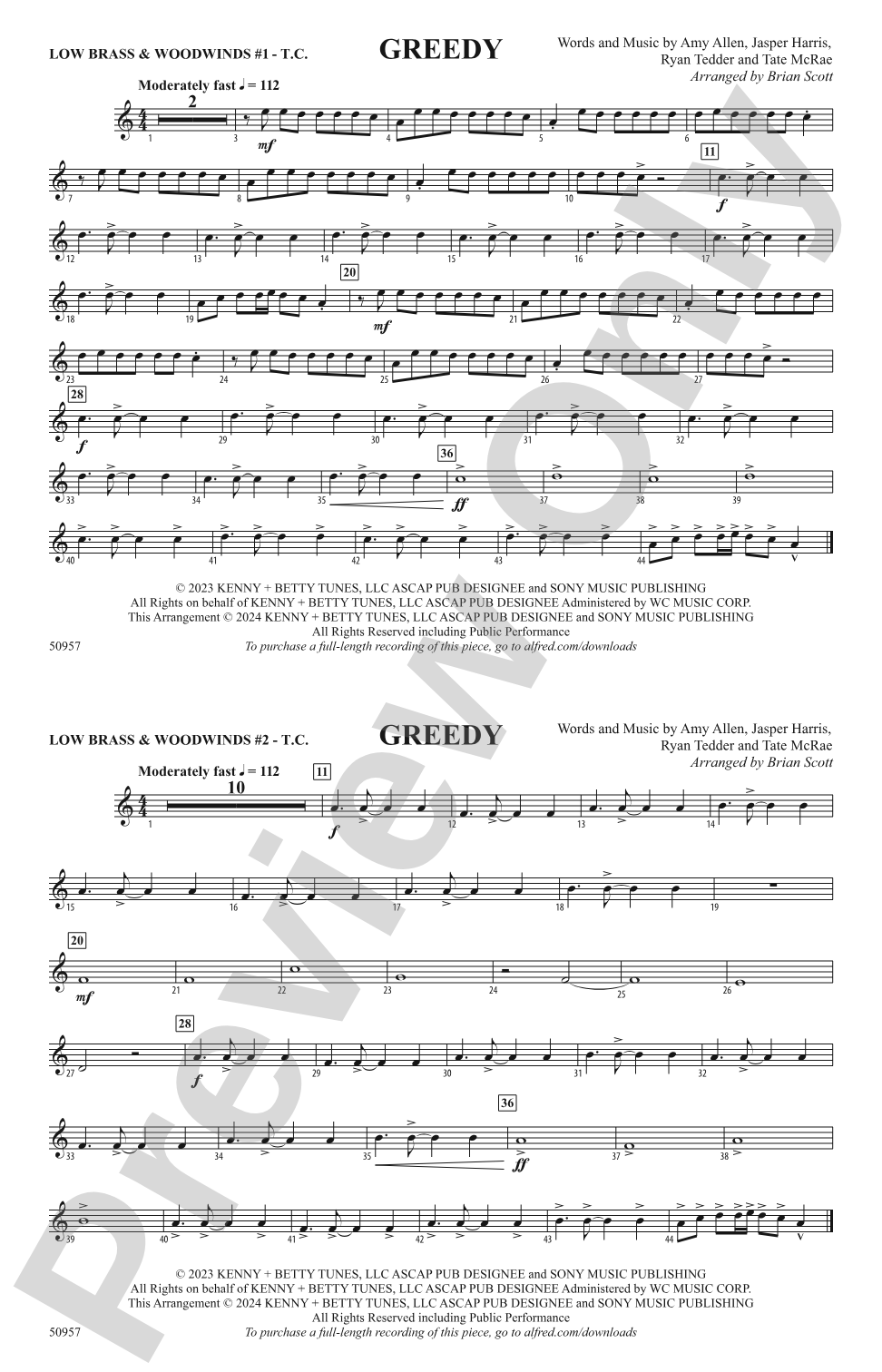 Greedy: Low Brass & Woodwinds #1 - Treble Clef