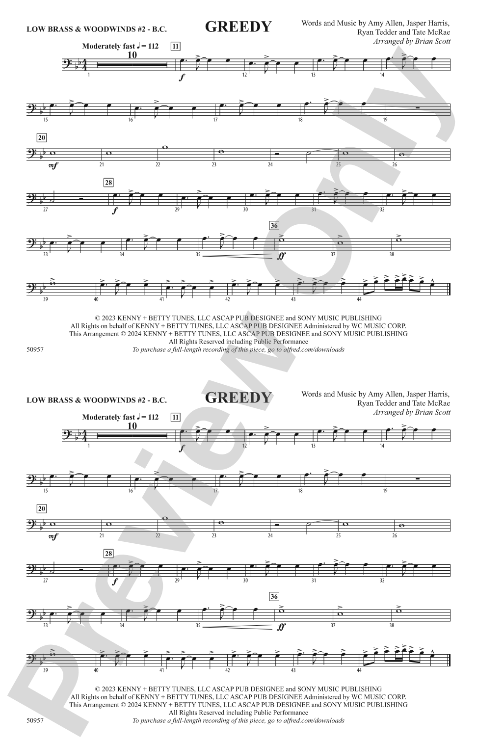 Greedy: Low Brass & Woodwinds #2 - Bass Clef