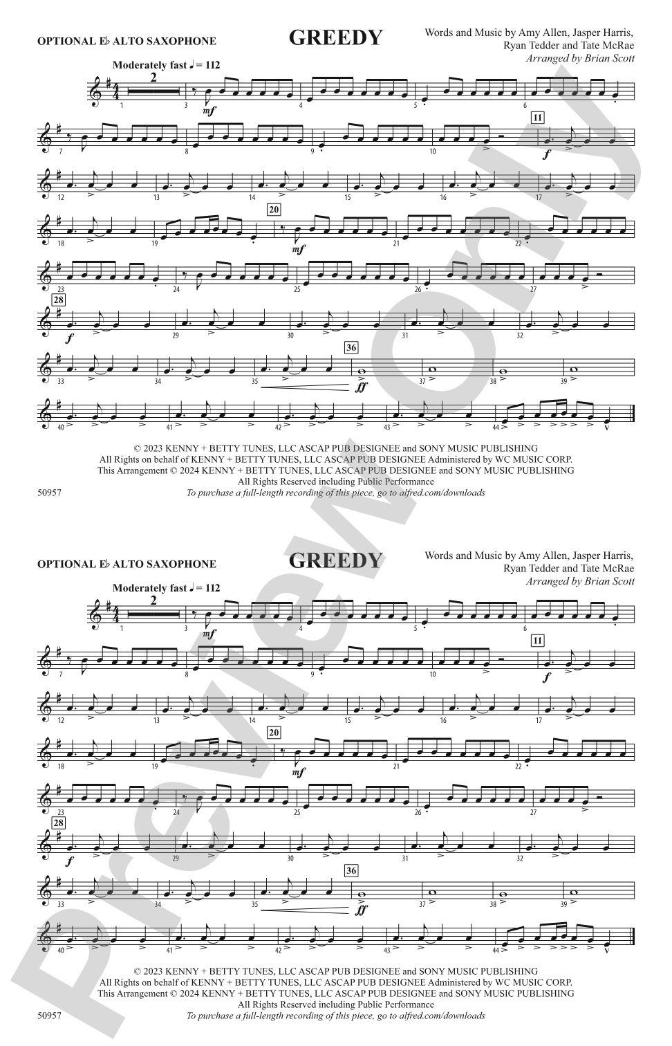 Greedy: Optional Alto Sax