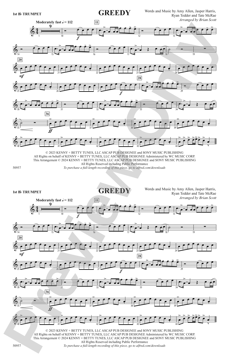 Greedy: 1st B-flat Trumpet