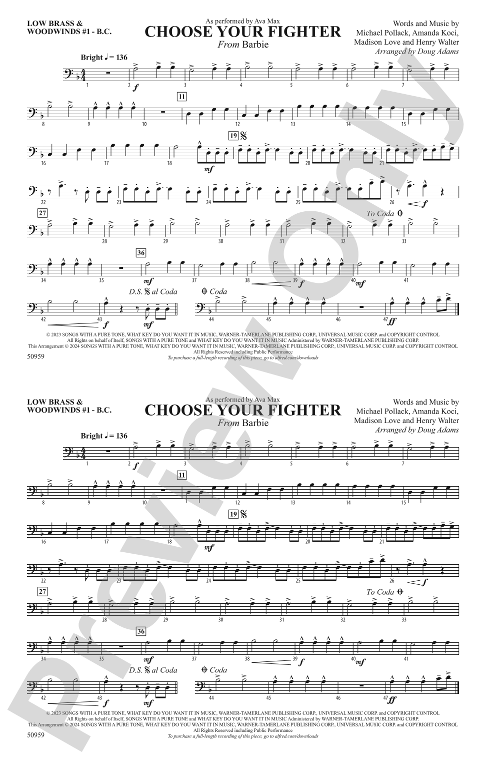 Choose Your Fighter: Low Brass & Woodwinds #1 - Bass Clef