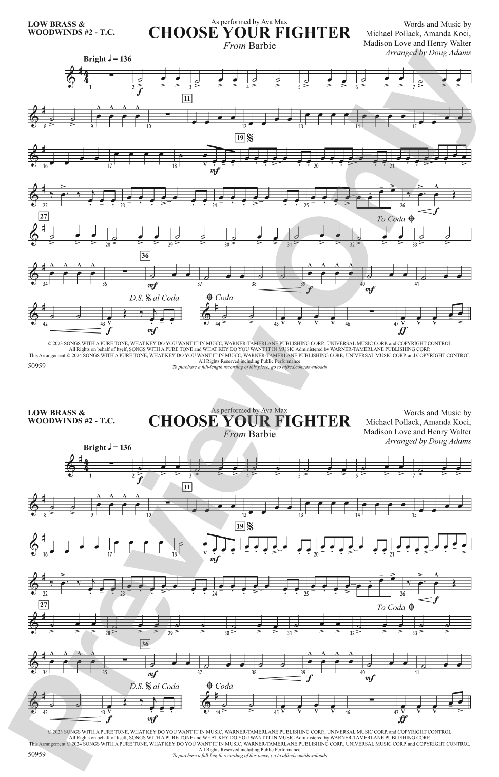 Choose Your Fighter: Low Brass & Woodwinds #2 - Treble Clef