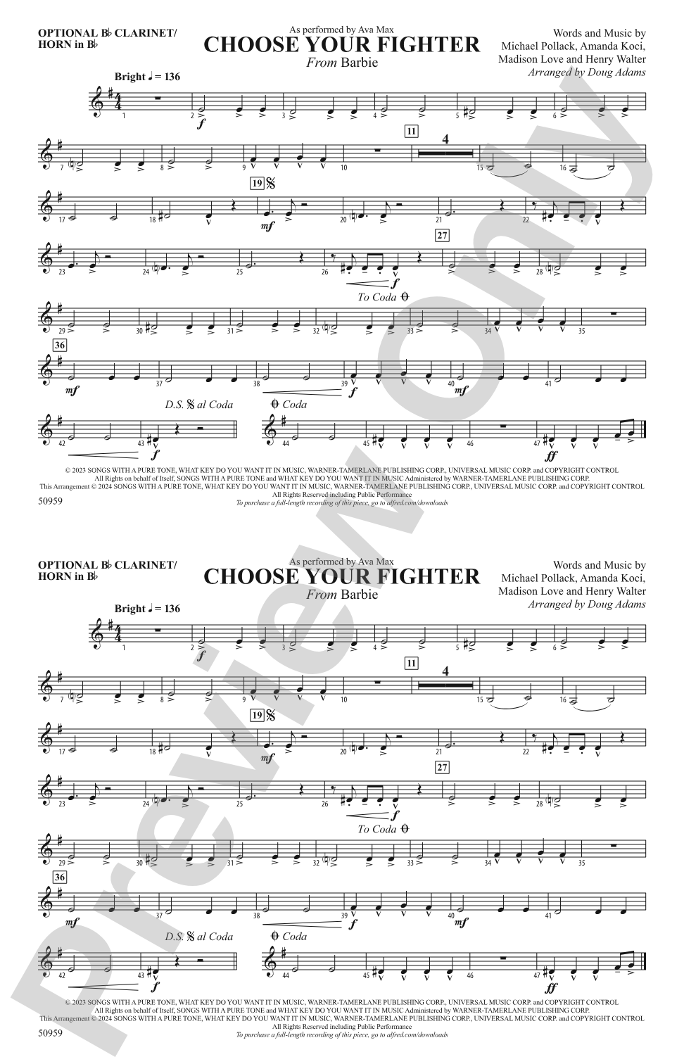 Choose Your Fighter: Optional Bb Clarinet/Horn in Bb