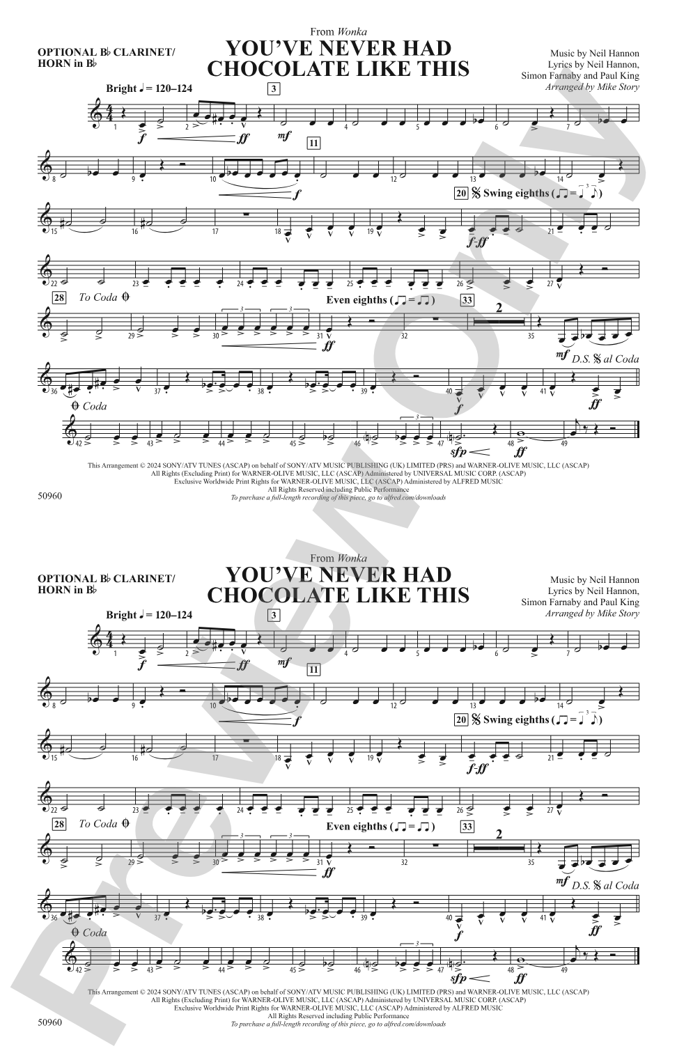 You've Never Had Chocolate Like This: Optional Bb Clarinet/Horn in Bb