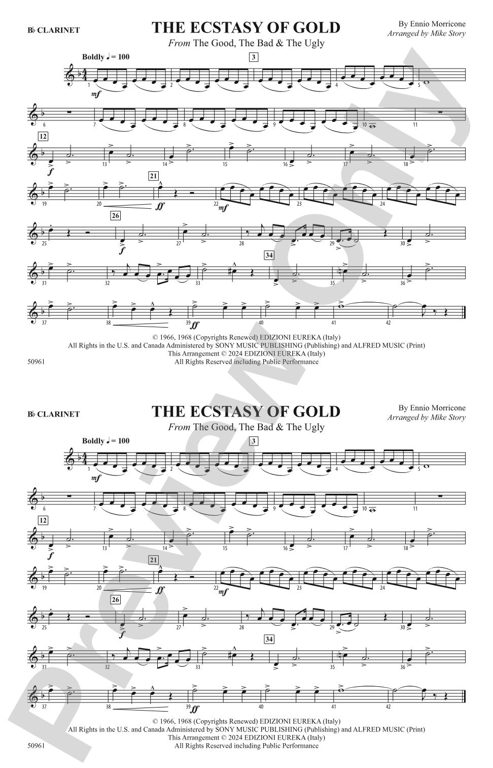 The Ecstasy of Gold: 1st B-flat Clarinet