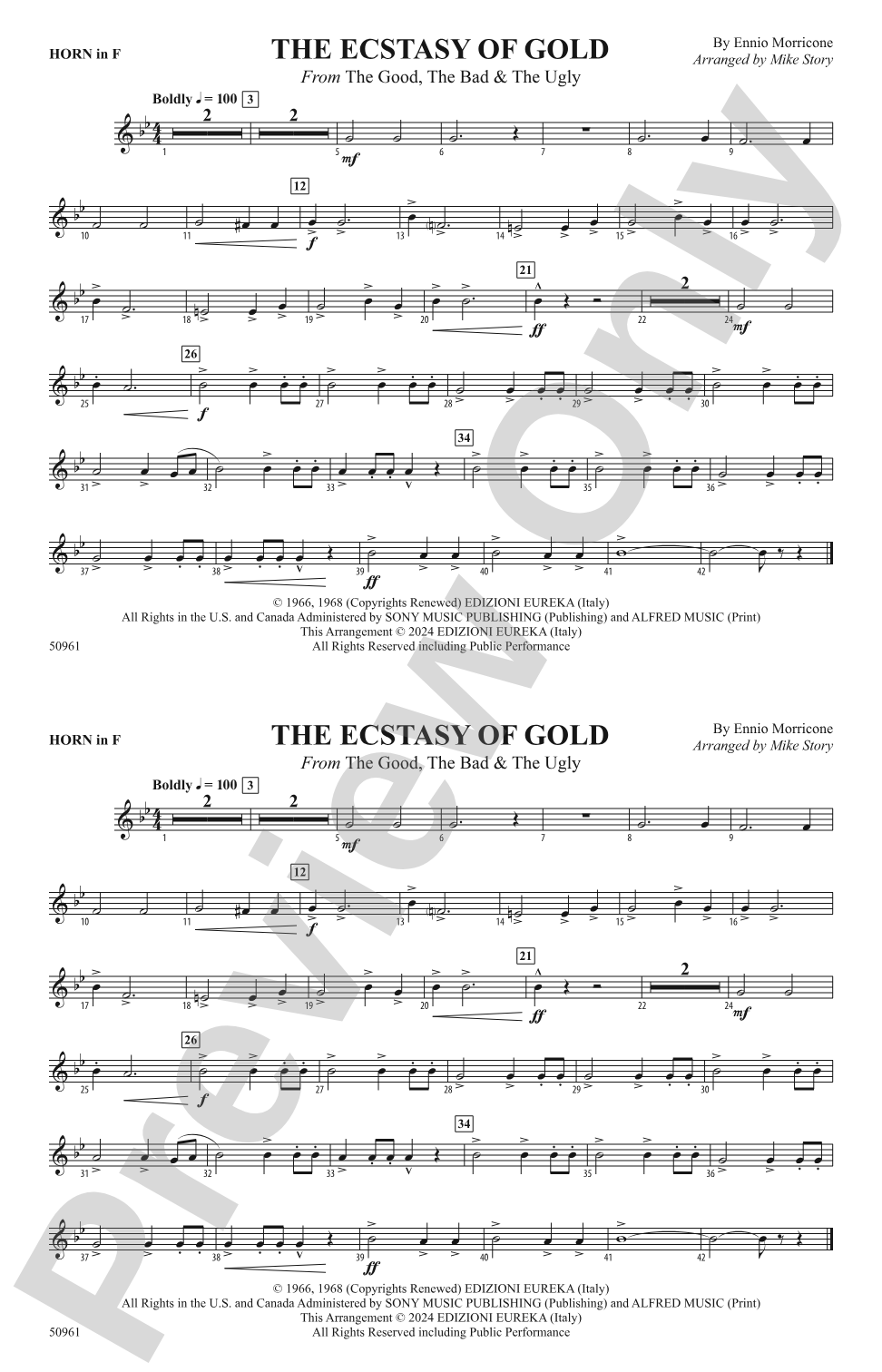 The Ecstasy of Gold: 1st F Horn