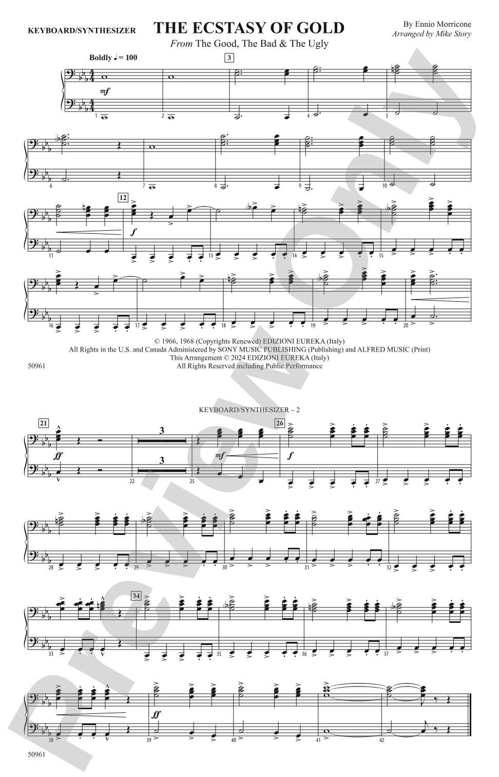 The Ecstasy of Gold: Piano Accompaniment
