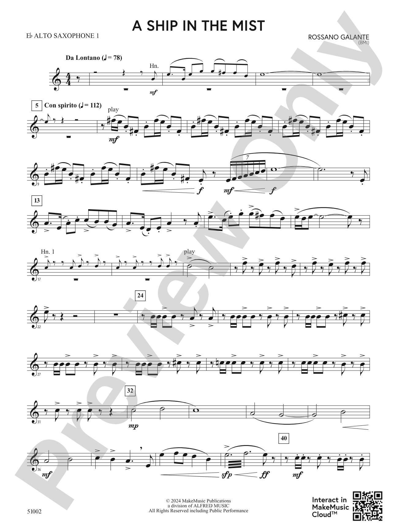 A Ship in the Mist: E-flat Alto Saxophone