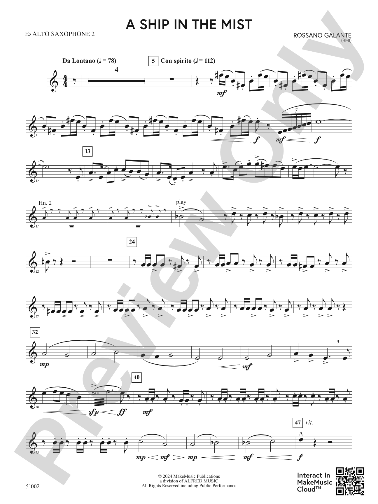 A Ship in the Mist: 2nd E-flat Alto Saxophone