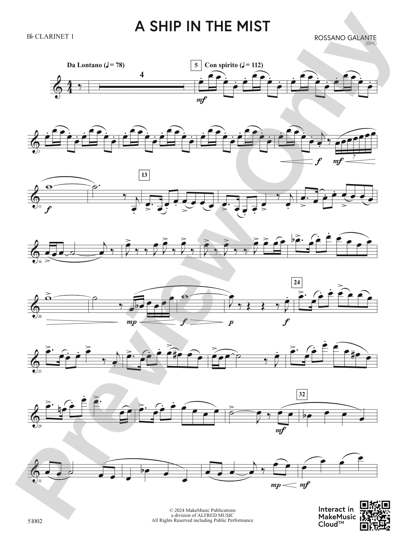 A Ship in the Mist: 1st B-flat Clarinet