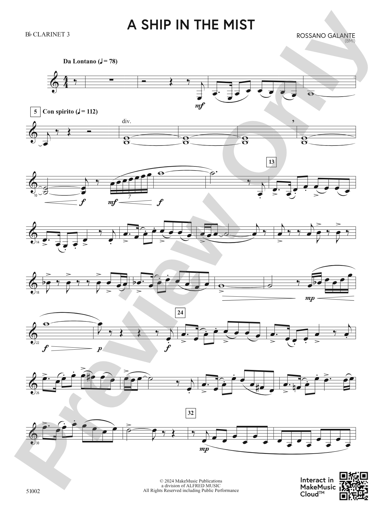 A Ship in the Mist: 3rd B-flat Clarinet