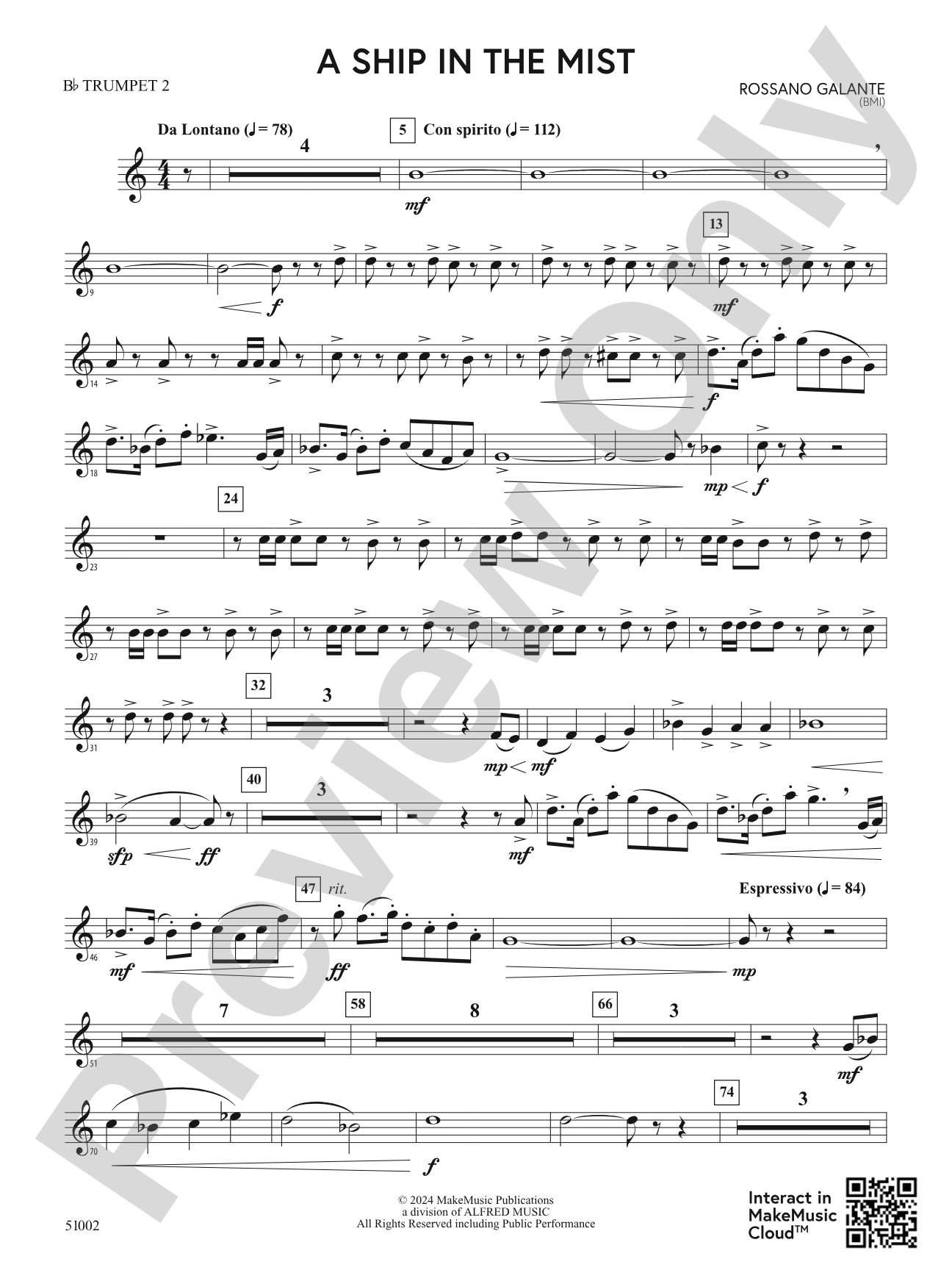 A Ship in the Mist: 2nd B-flat Trumpet