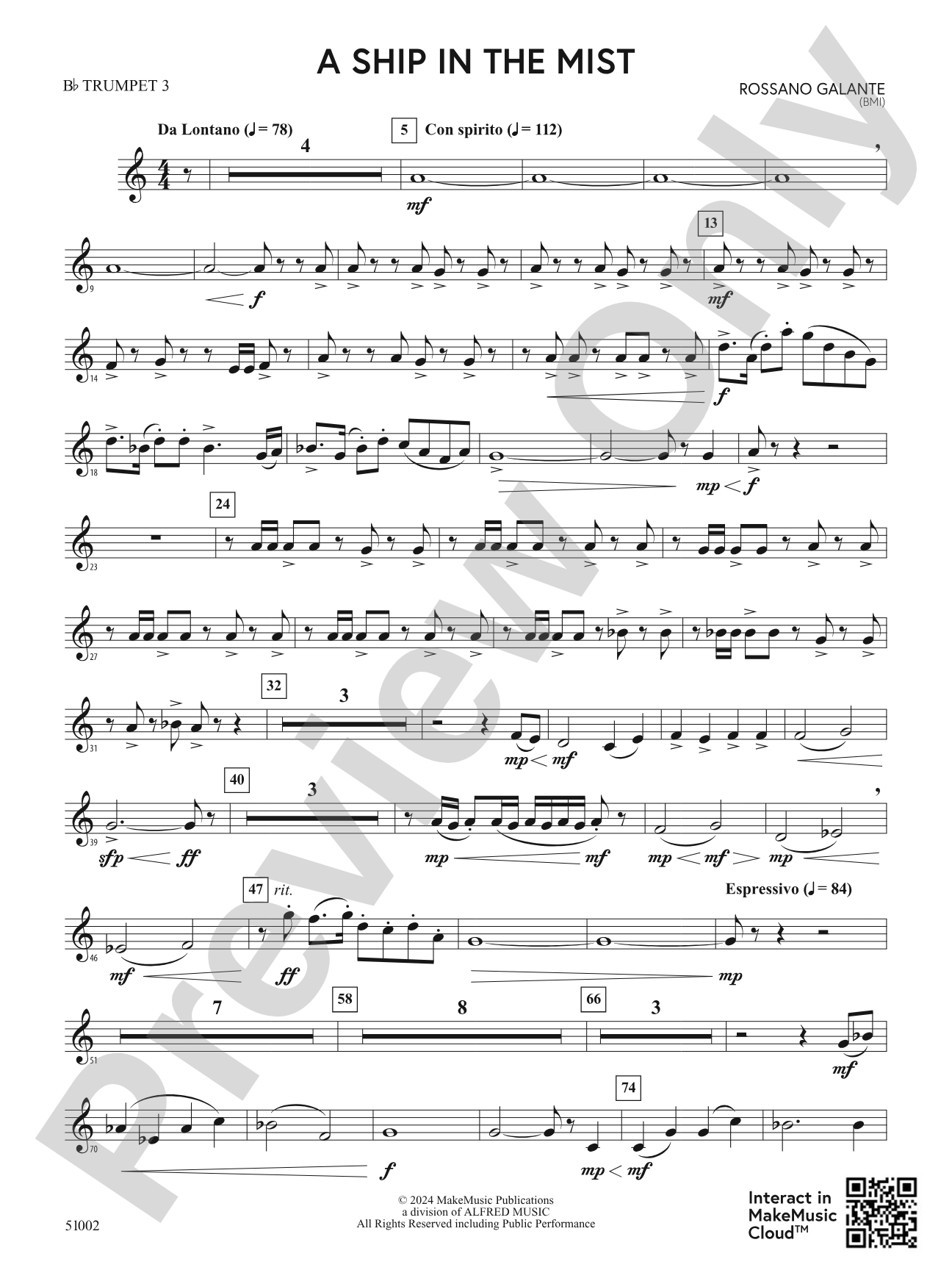 A Ship in the Mist: 3rd B-flat Trumpet