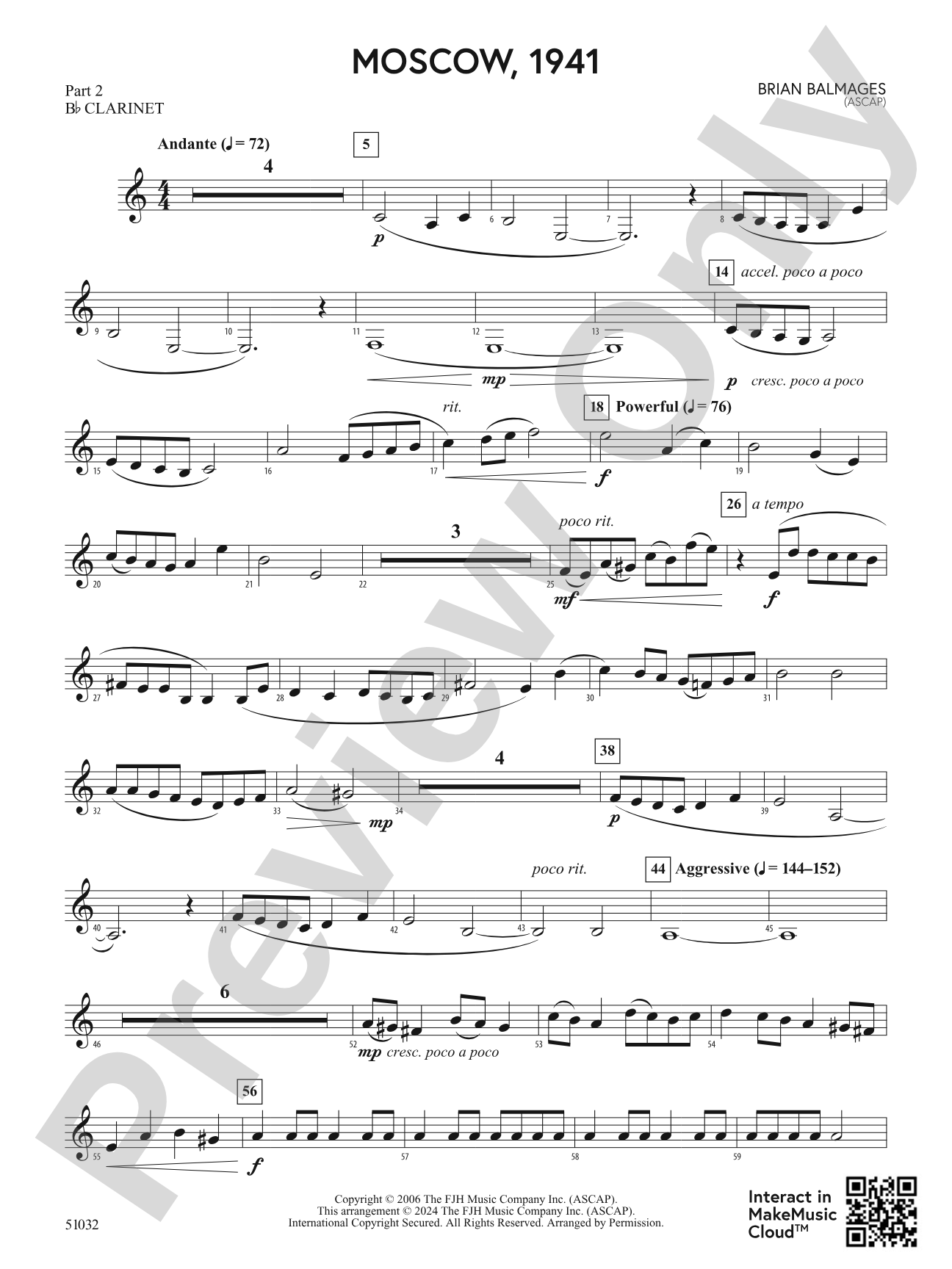 Moscow, 1941: Part 2 - B-flat Clarinet