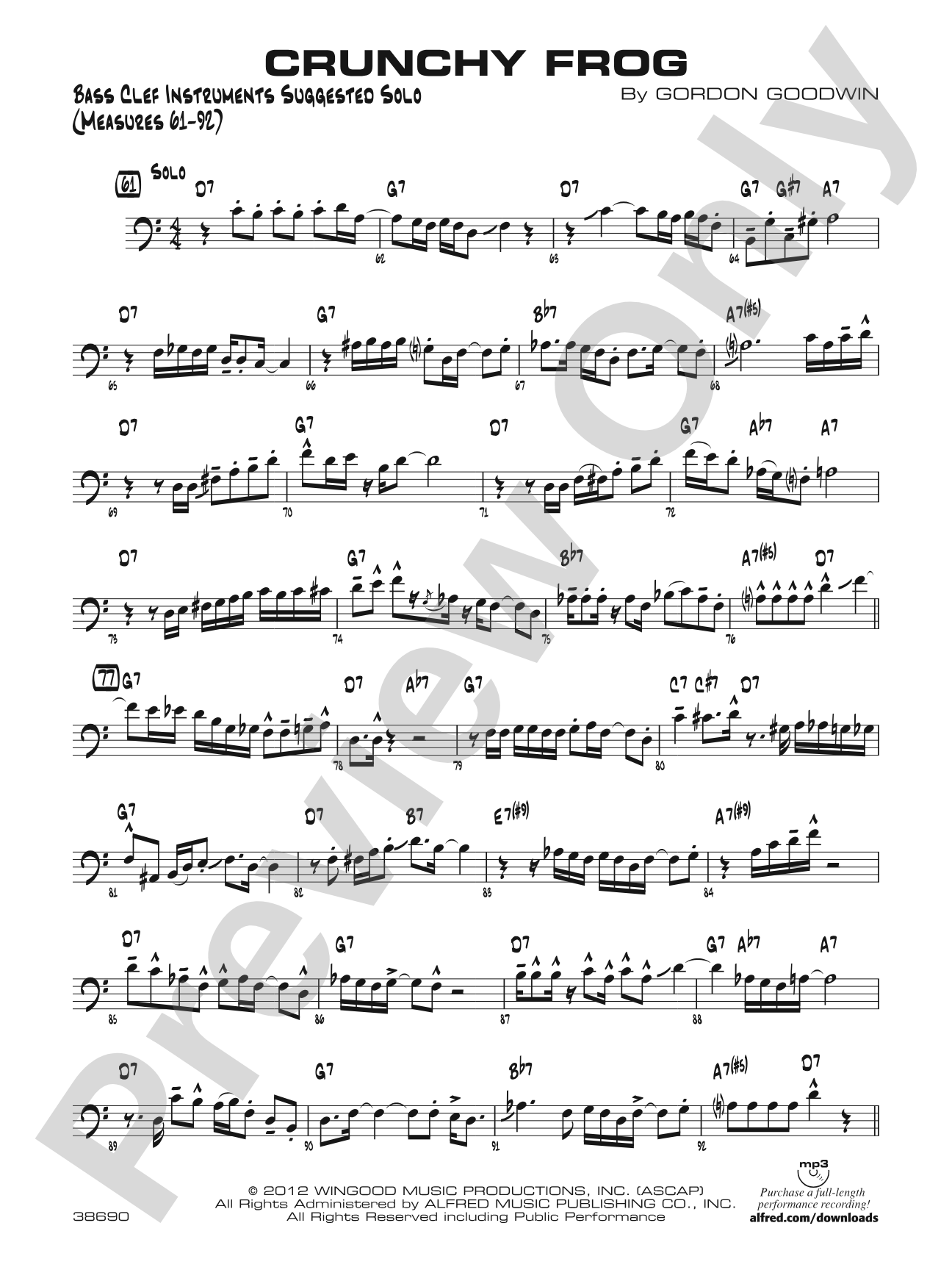 Crunchy Frog: Optional Bass Cleff Solo