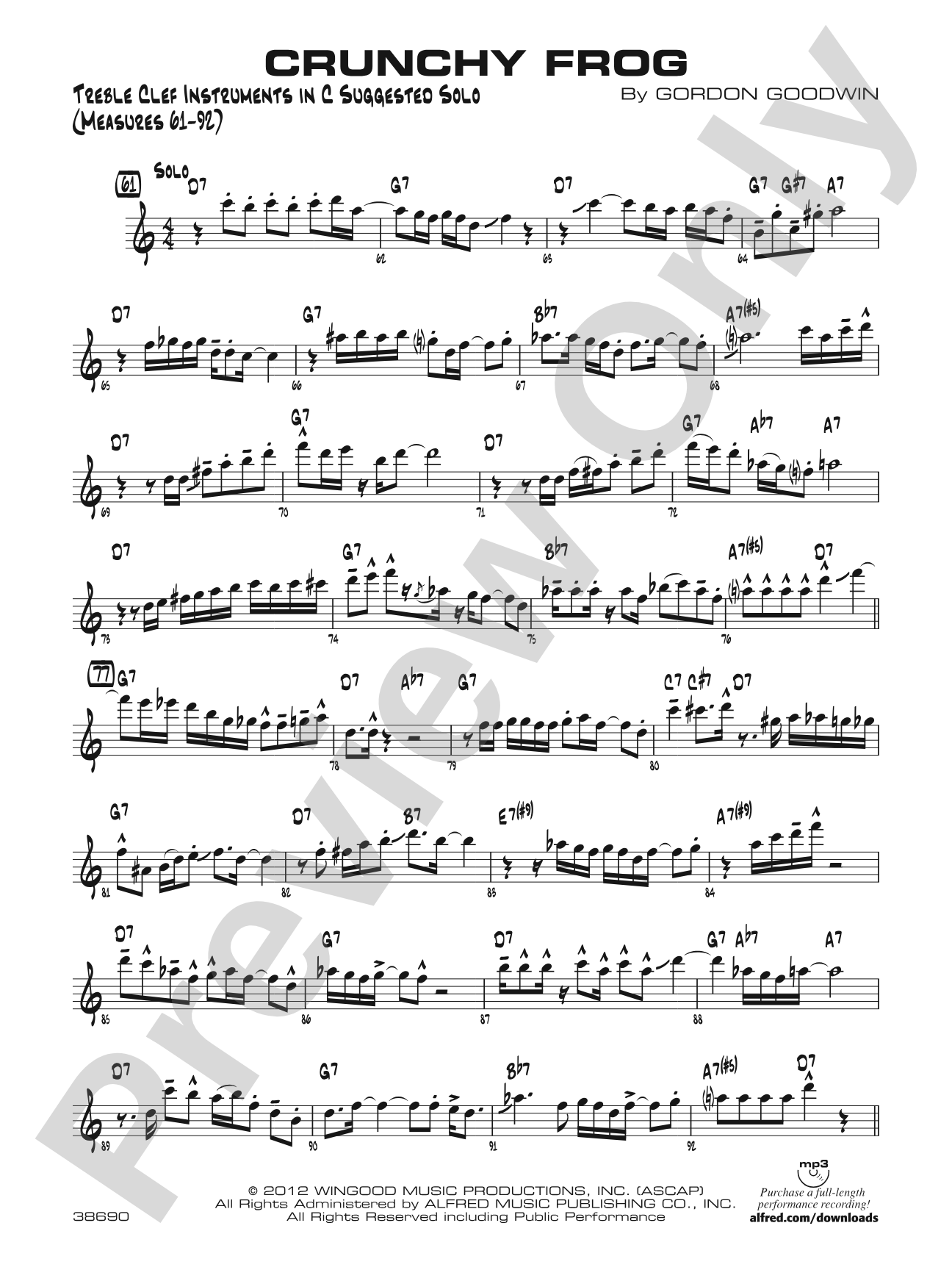 Crunchy Frog: Treble Clef Instruments in C Suggested Solo