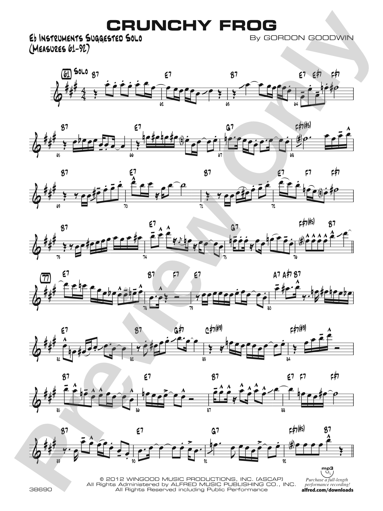 Crunchy Frog: Optional Solo Eb