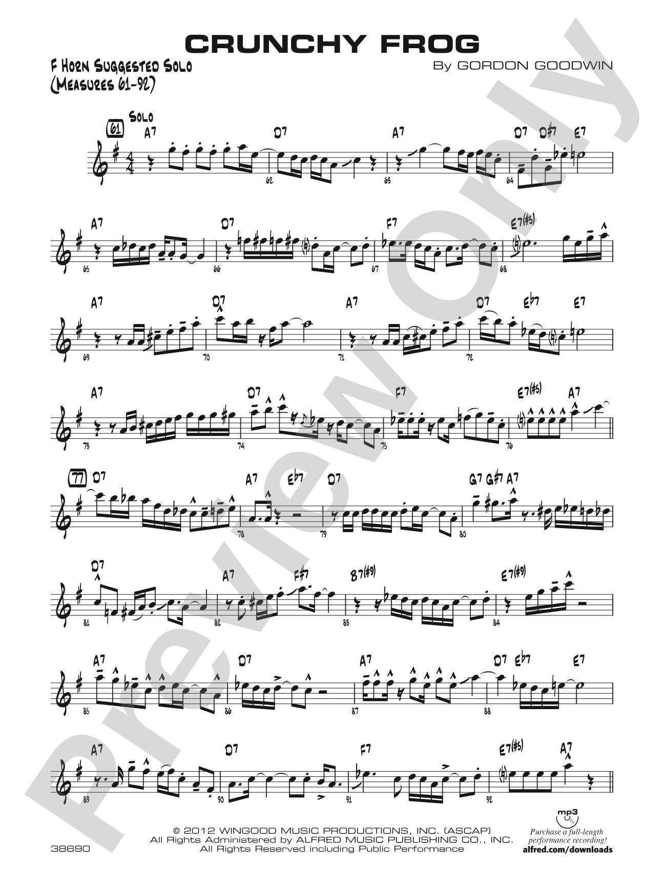 Crunchy Frog: Optional Solo in F