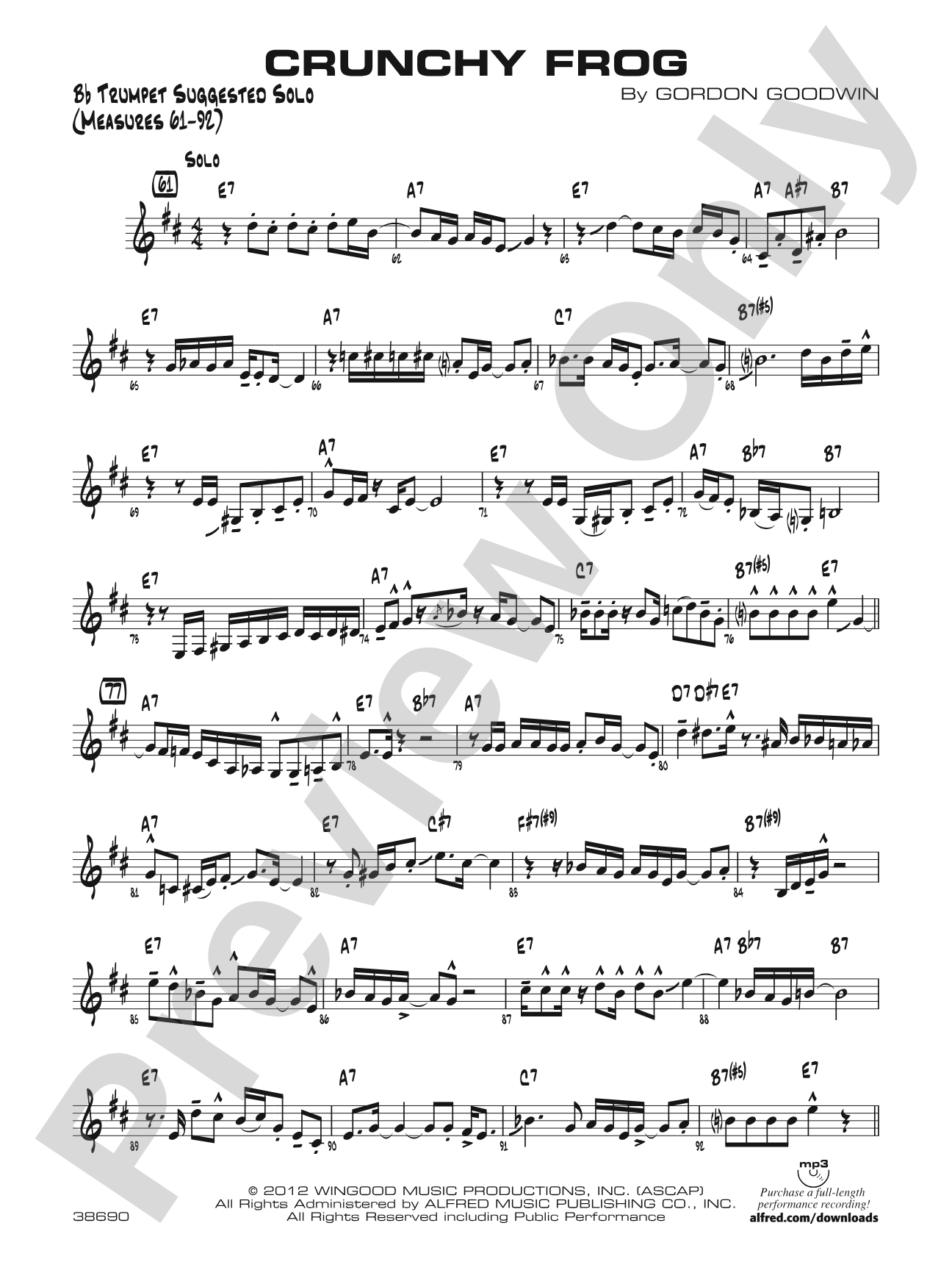 Crunchy Frog: Optional Solo Bb Trumpet