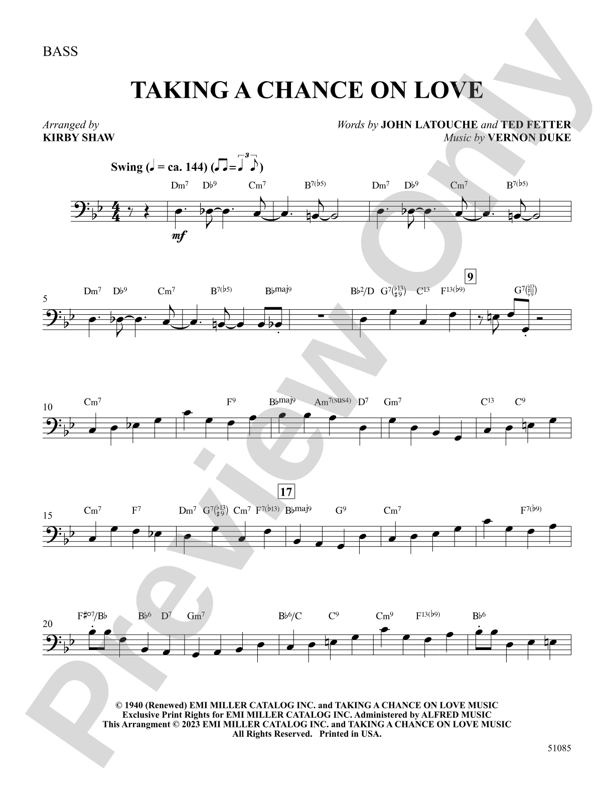 Taking a Chance on Love: String Bass