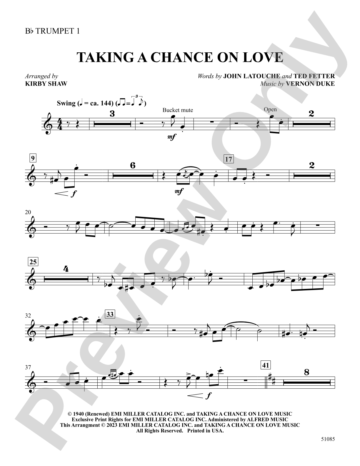 Taking a Chance on Love: 1st B-flat Trumpet