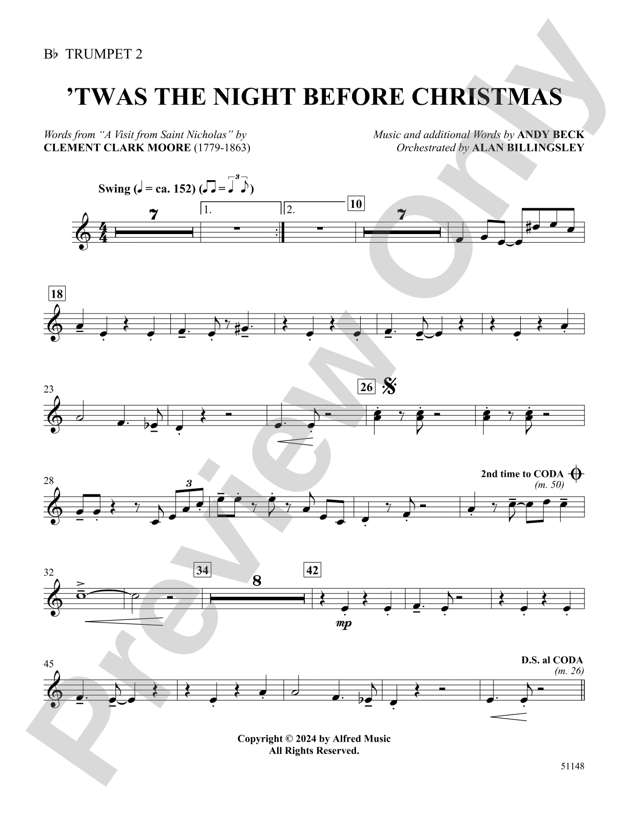 'Twas the Night Before Christmas: 2nd B-flat Trumpet