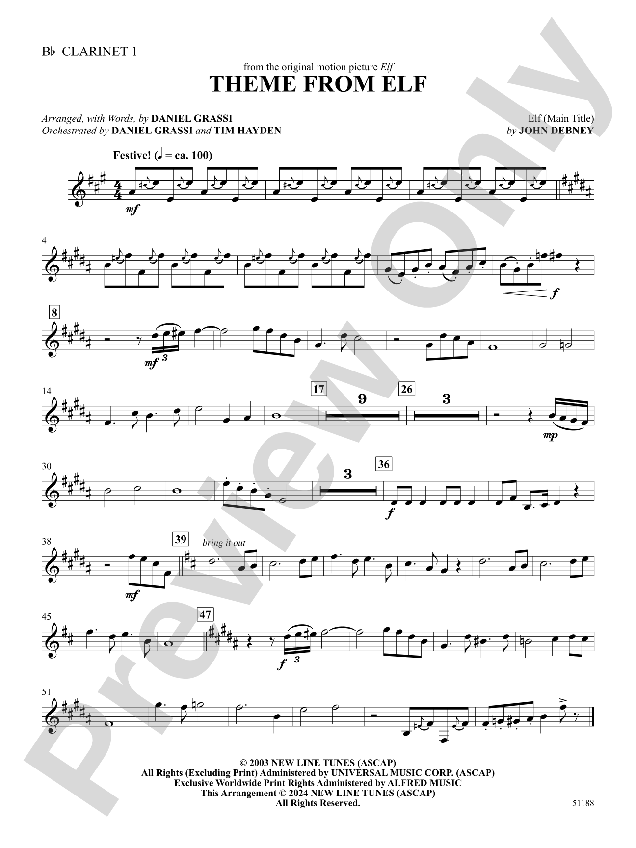 Theme from Elf: 1st B-flat Clarinet