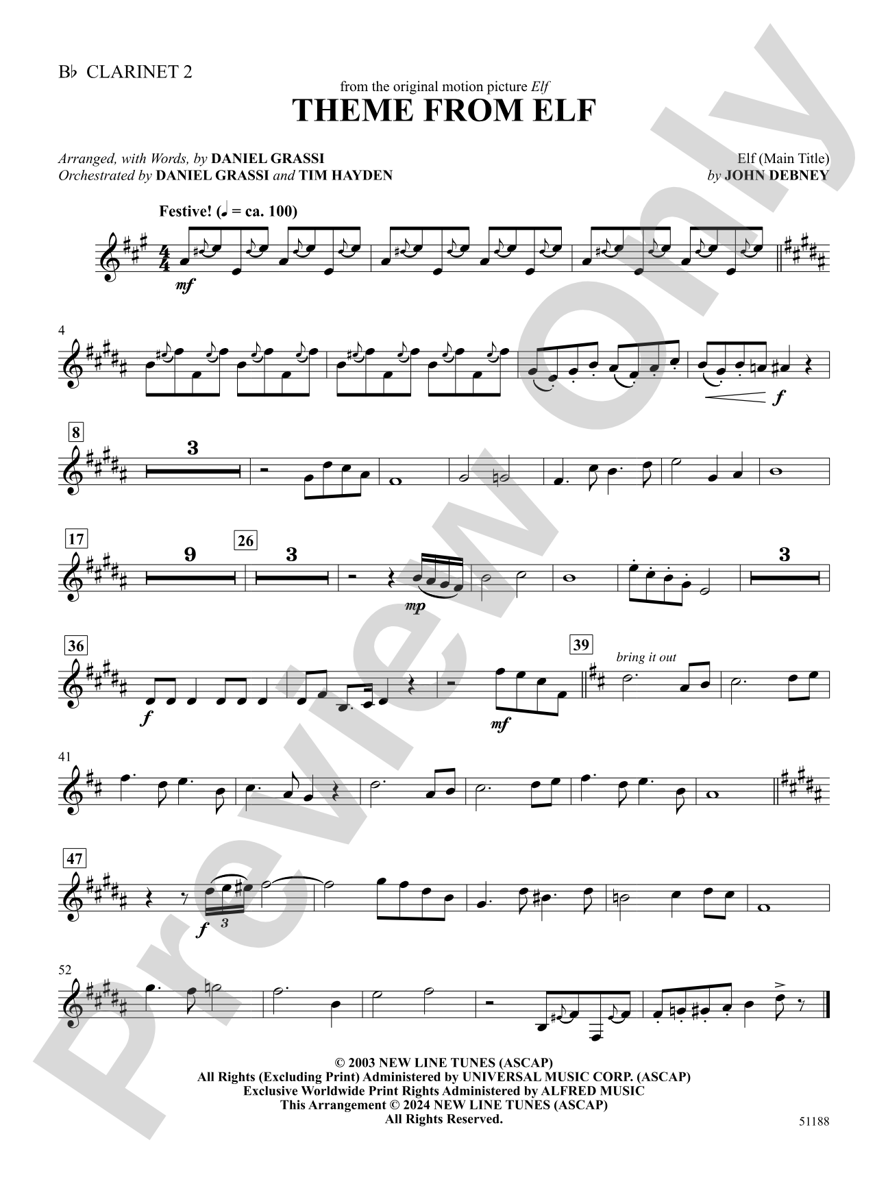 Theme from Elf: 2nd B-flat Clarinet