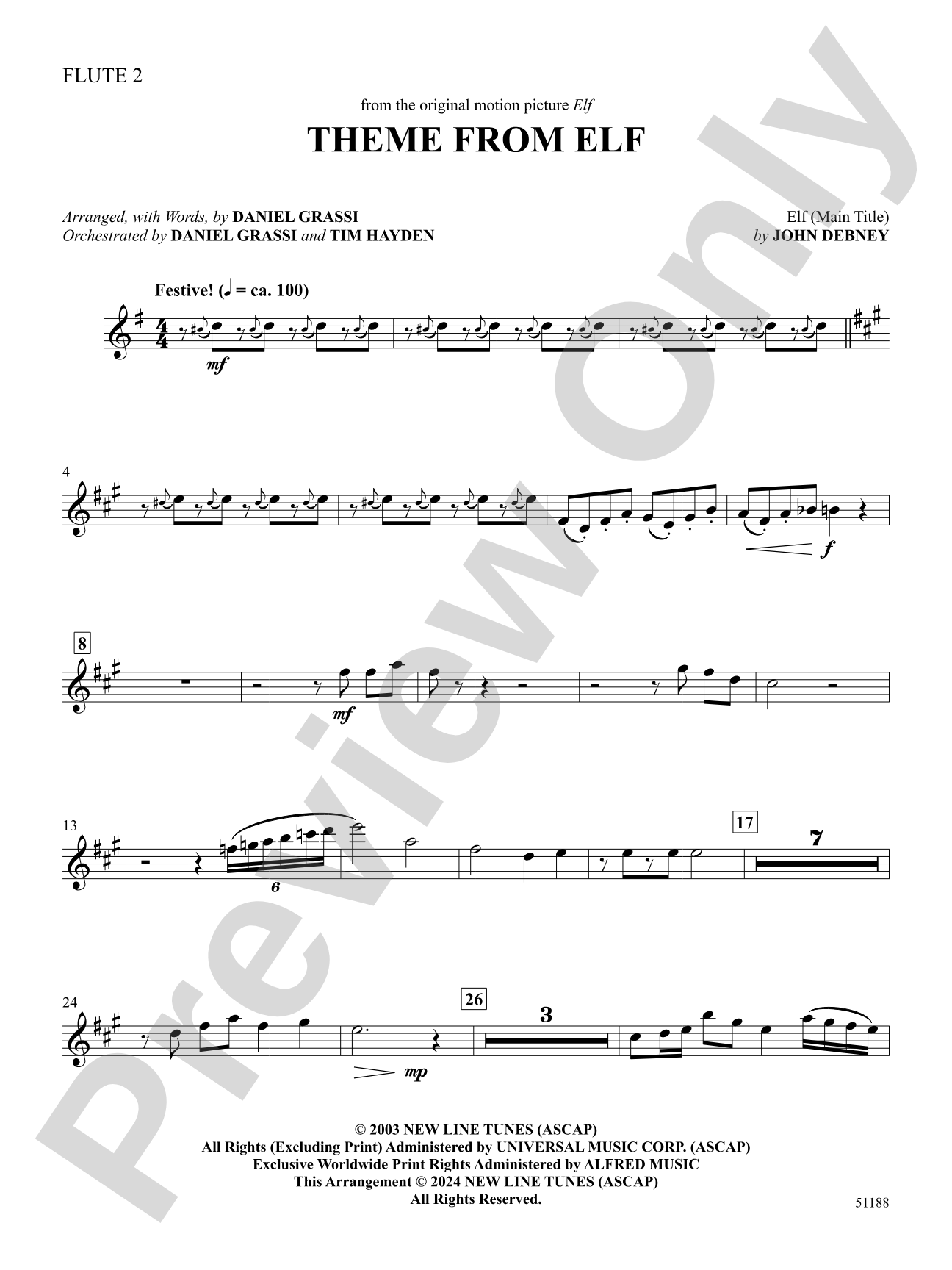 Theme from Elf: 2nd Flute