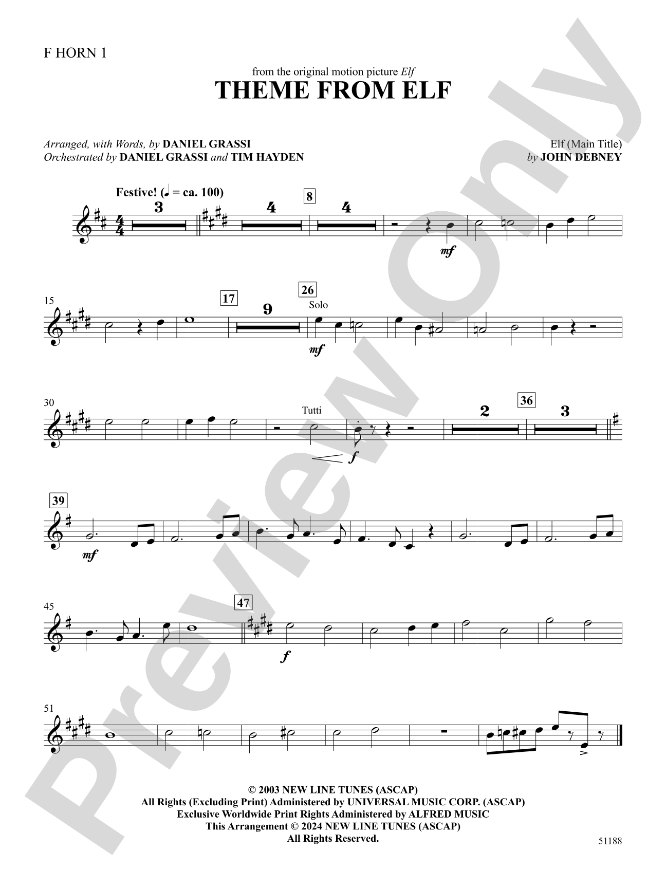Theme from Elf: 1st F Horn